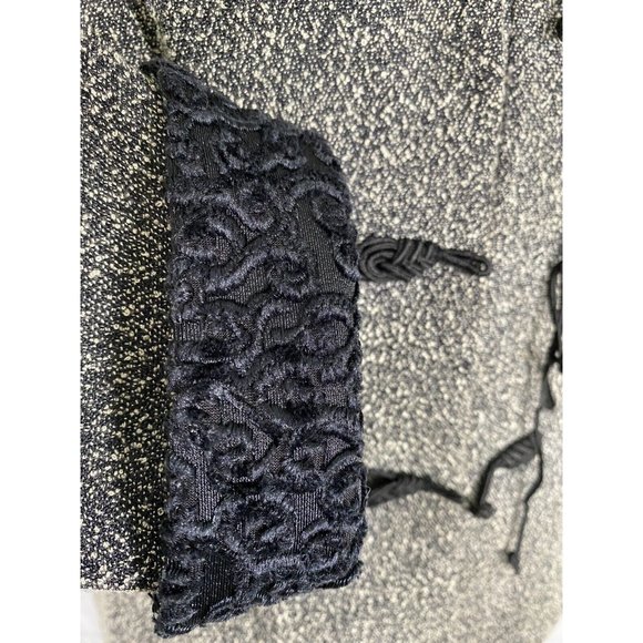 Danny & Nicole Black White Speckled Velvety Trim Blazer Jacket Gold Brooch 6 - Picture 6 of 9